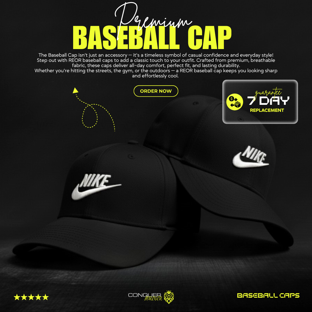 Baseball Cap - (Nike Black Logo+Name)
