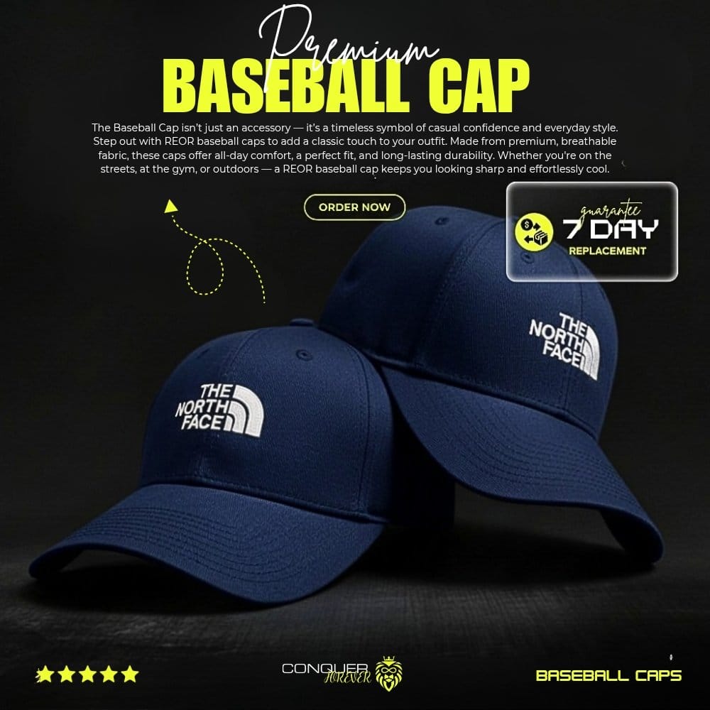 Baseball Cap - (North face Navy Blue + White Logo)