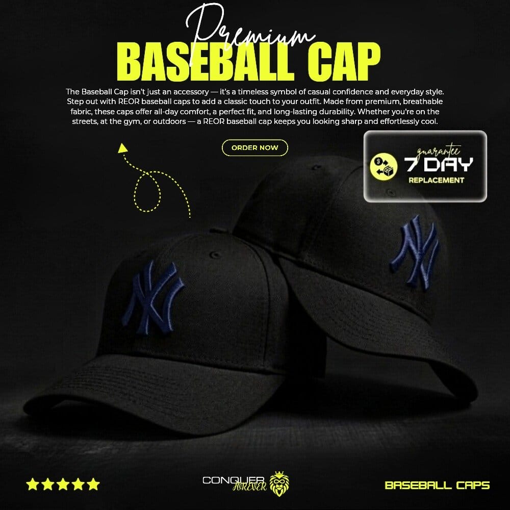 Baseball Cap - NY black + Navy Blue logo